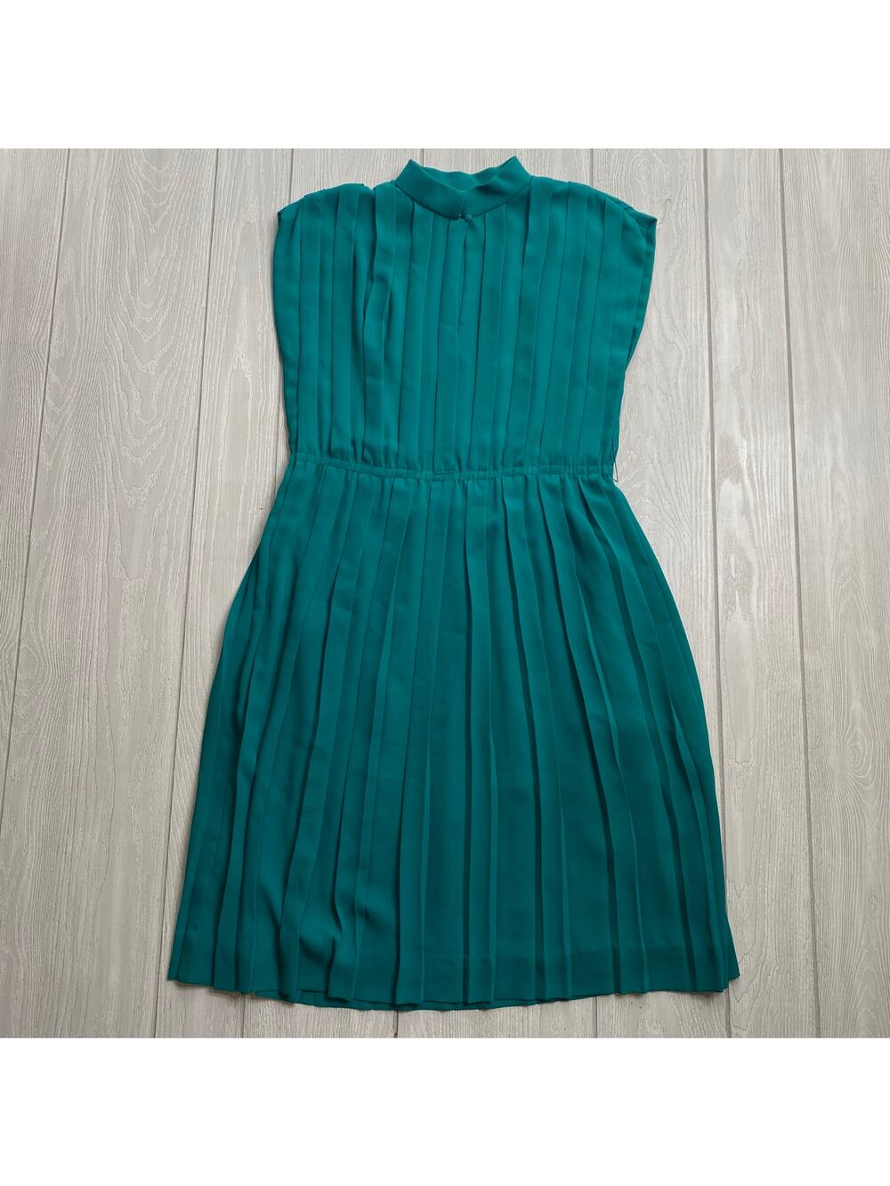 The Gilberts for Tally Vintage Teal Green Pleated Sheath Dress Size 8
